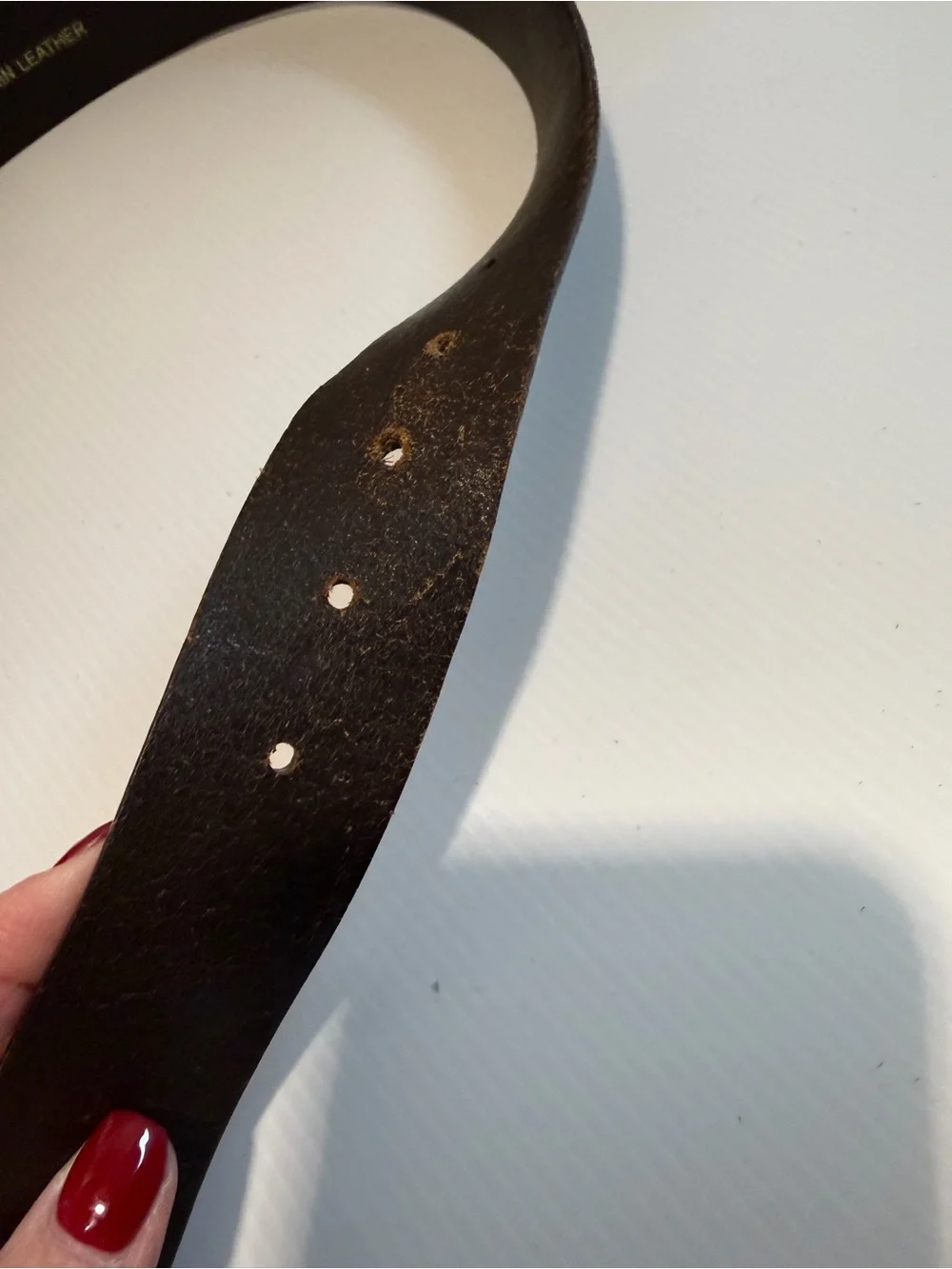 Fossil Dark Brown Leather Men's Belt with Gold-Tone Buckle